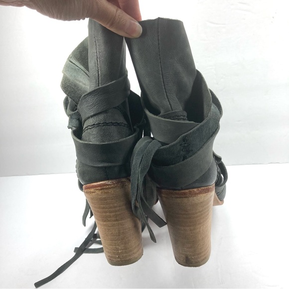 Free People Seven Wonders Leather Boots Washed Black 39 US 8.5/9 heeled - Picture 11 of 16